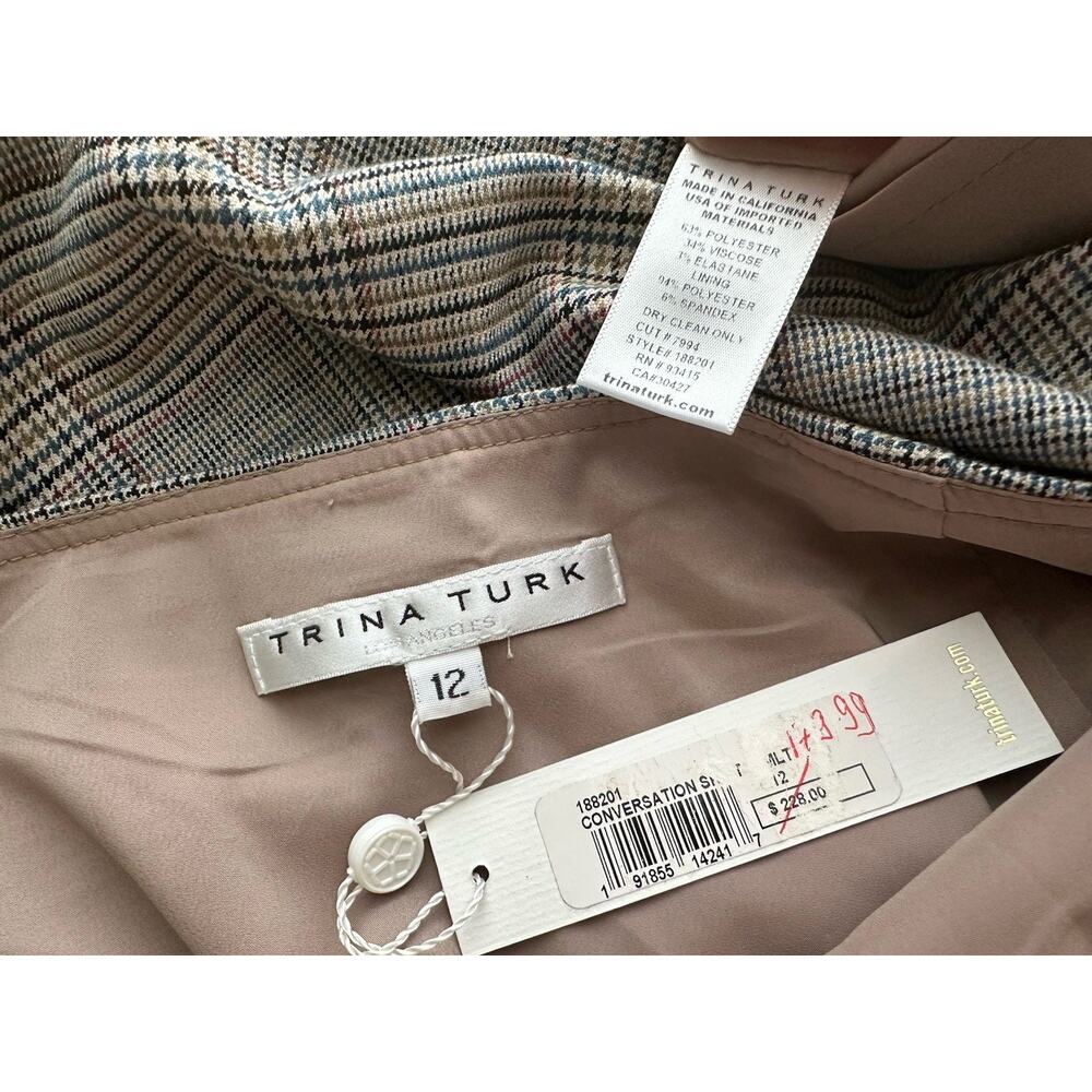 Trina Turk Womens Plaid Mini Skirt, Multicolored Size 12 classic ruffle accent - Picture 5 of 7